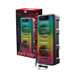 BLUETOOTH | USB | MIC SD | KARAOKE AUX IN | FM RADIO | DUAL 6.5 | RGB FLASH LIGHT