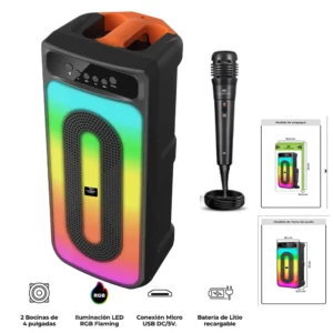 MAXTRON | REGENCY 4 EV5005 TOWER SOUND SYSTEM RGB BT MIC FM mSD/USB LI-BAT